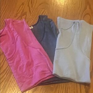 Michael Stars Women's Tank Tops. Bundle of 3- Pink, Ice Blue & Navy Blue